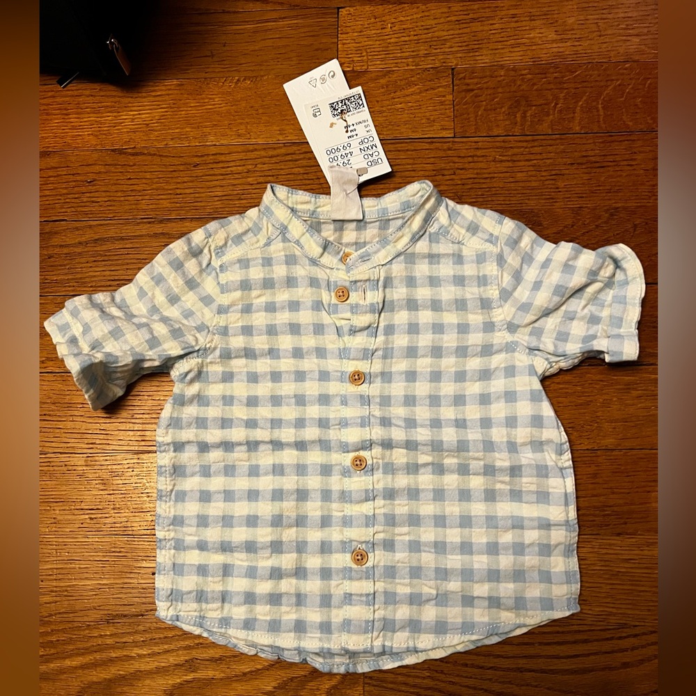H&M Blue Checkered Kids button-up dress shirt